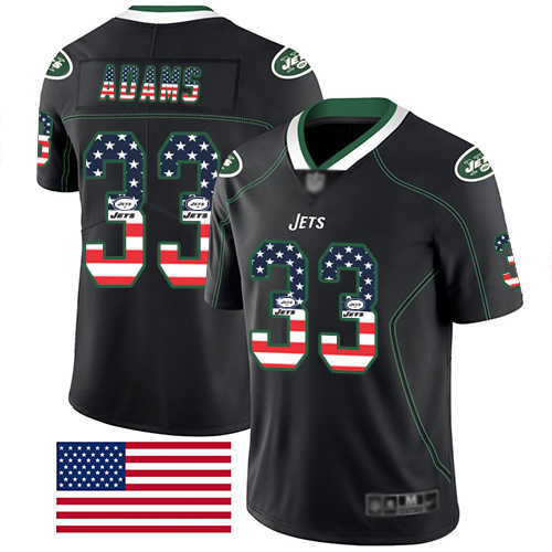 New York Jets Limited Black Men Jamal Adams Jersey NFL Football #33 Rush USA Flag